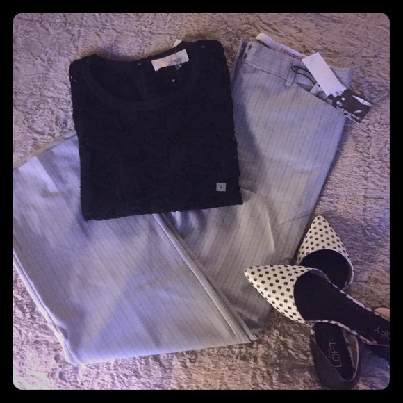 Express Gray Pinstripe Editor Pants