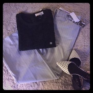 Express Gray Pinstripe Editor Pants