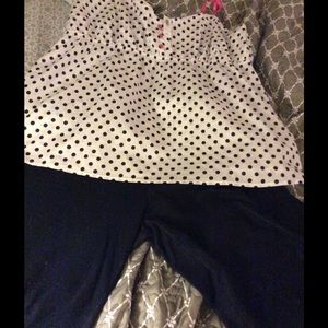 White and Navy Polka dot Cami with pink