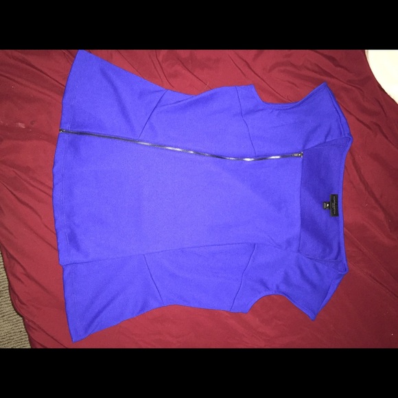 Royal blue front zip top