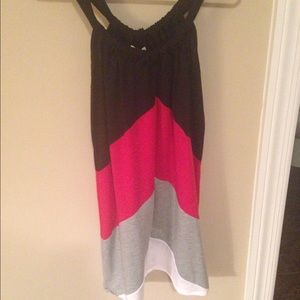 Black/White/Red Chevron Dress - M - NWOT