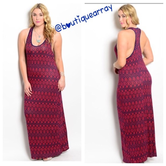 Red and Blue Plus Size Maxi