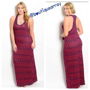 Red and Blue Plus Size Maxi