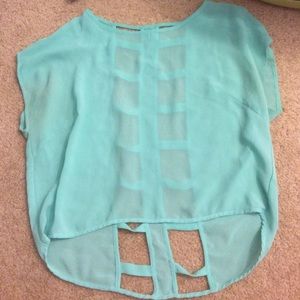 teal see through shirt