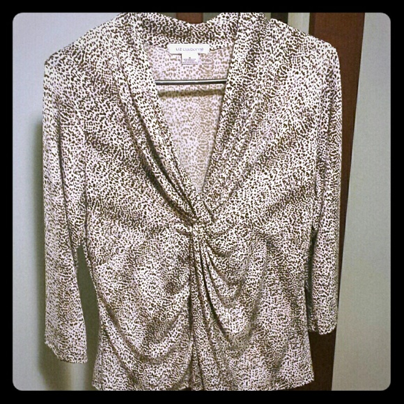 Liz Claiborne top white with brown spots