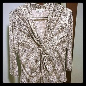 Liz Claiborne top white with brown spots