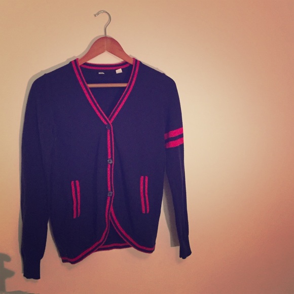 BDG Navy with Red Stripe Cardigan