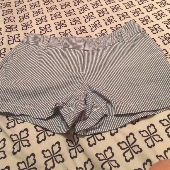 Blue and white striped shorts