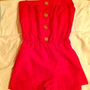 Orange shorts romper