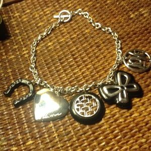Liz Claiborne Black And Silver Charm Necklace
