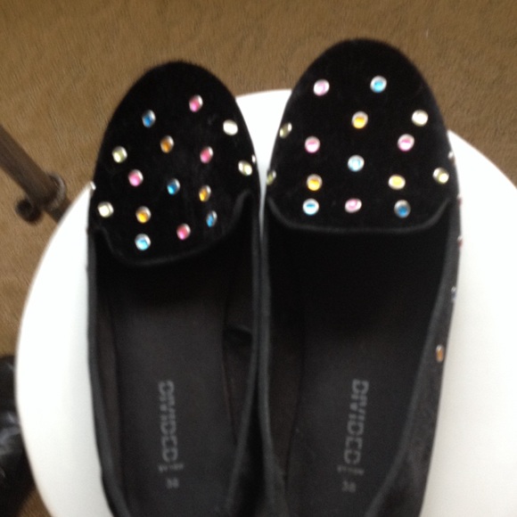 💜💙💛 Black Velvety Loafers with Bling