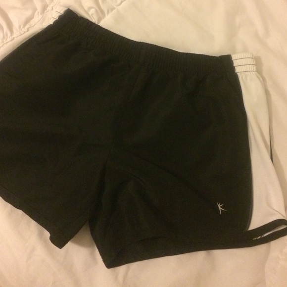 Black and white workout shorts