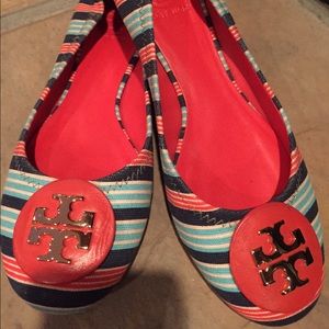 Authentic Tory burch, strip flats 7 1/2