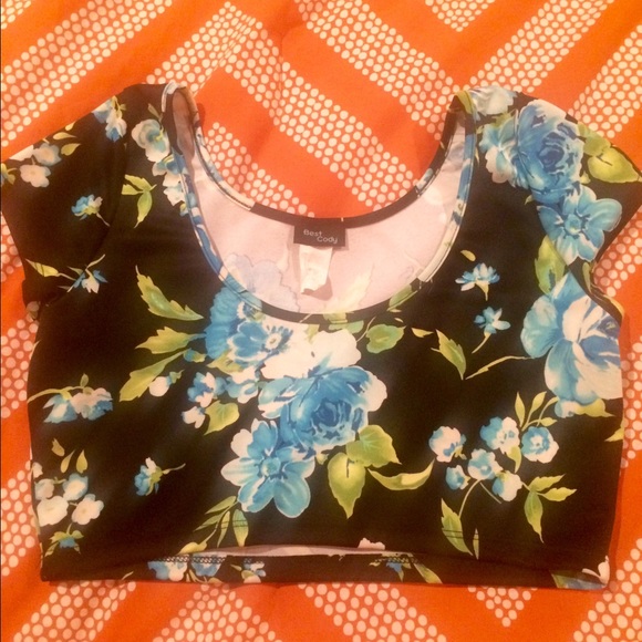 Black and Blue Floral Crop Top