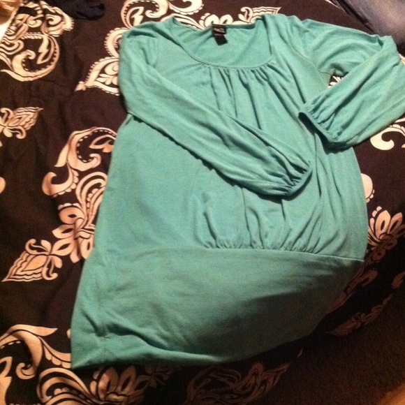 Teal Long-sleeved Dress - Picture 2 of 3