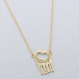 ✅It's Here!✅ Double giraffe Heart Gold Necklace