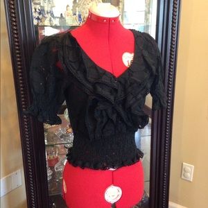 Black lace ruffled top