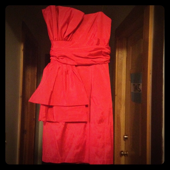 Knee Length Red Dress with Side Bow