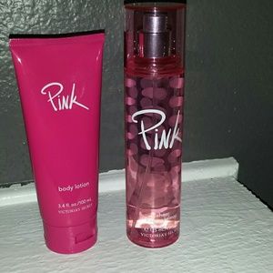 Pink victoria secret lotion and spray
