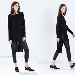 Black front short back long dress top