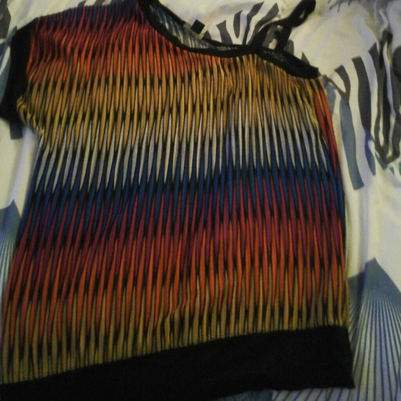 1 shoulder multi color top