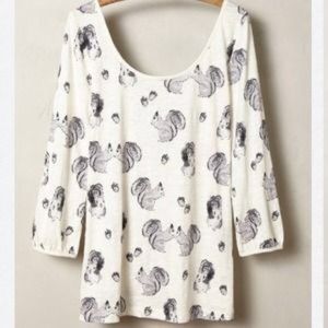 Anthropologie Forrest Fete Squirrel Tunic Tee