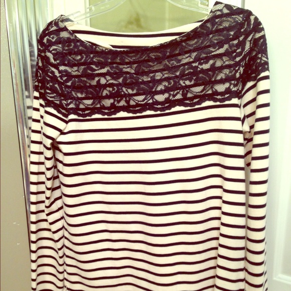 Joe Fresh navy striped and lace shirt.