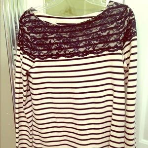 Joe Fresh navy striped and lace shirt.