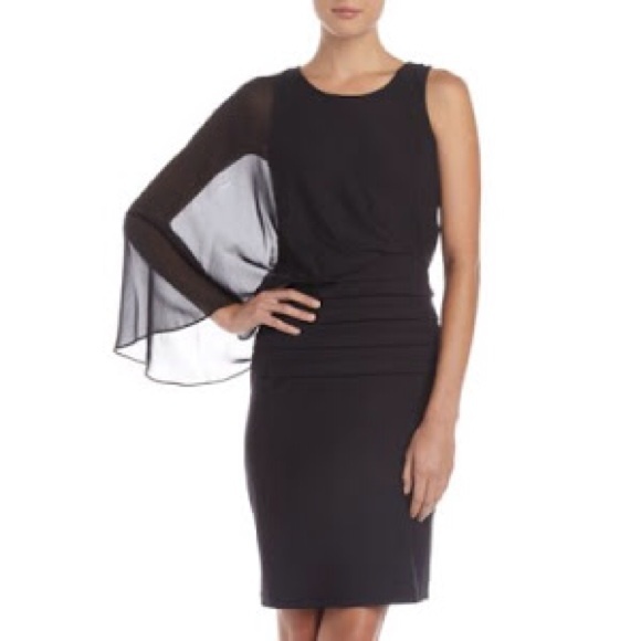 Andrew Marc Chiffon One-Shoulder Dress