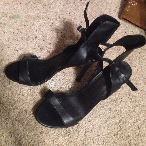 Black single strap heels