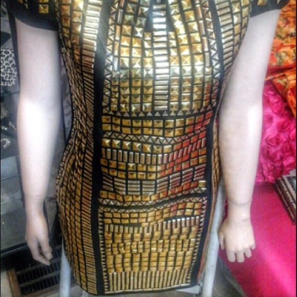 Trendy Black and Gold Studded Cocorigo Dress - Picture 2 of 3