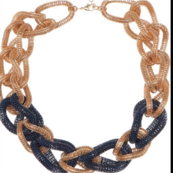 Aldo mesh navy & gold chain link necklace