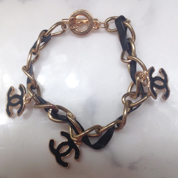 Gold and Black Charm Bracelet