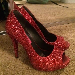 Ruby Red sparkle heels