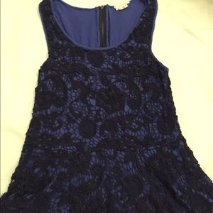 Anthropologie blue crochet peplum top - Meadow Rue