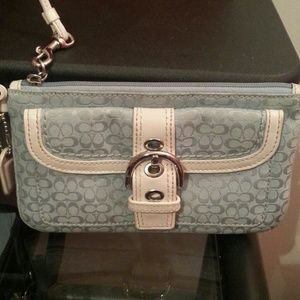 Baby blue Coach Wristlet