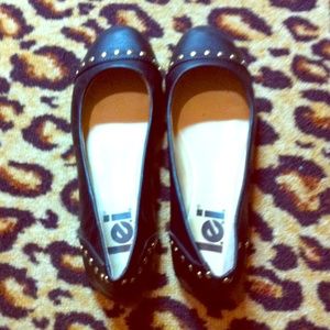Lei Black gold studded flats