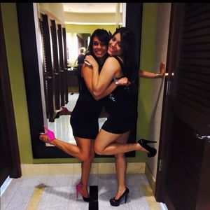 Pink and black stilettos