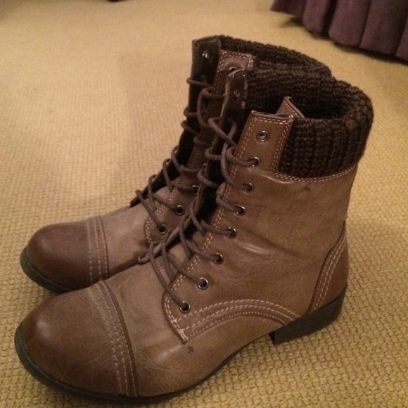 Brown combat boots