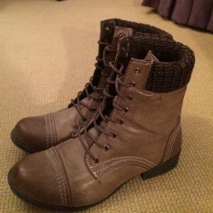 Brown combat boots