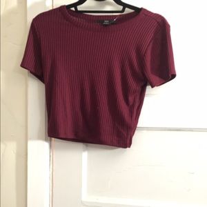 Forever21 Striped Burgundy croptop