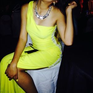 Bright yellow prom dress