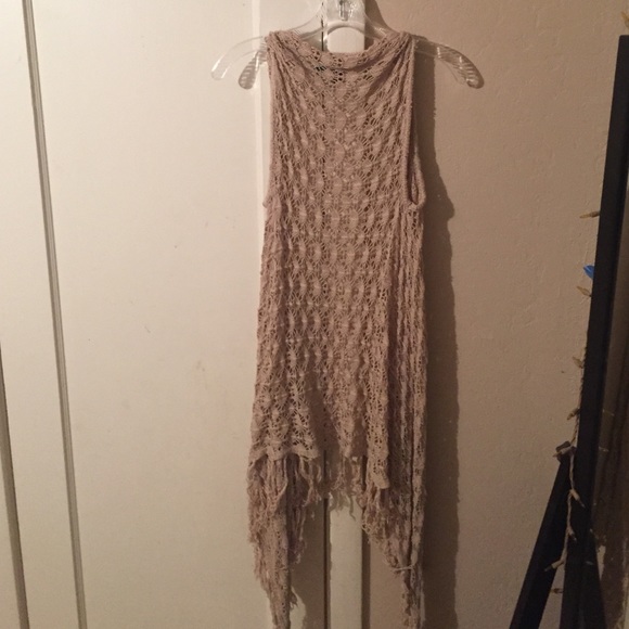 PAC SUN TAN KNIT SHAWL PERFECT FOR MUSIC FESTIVALS - Picture 2 of 4