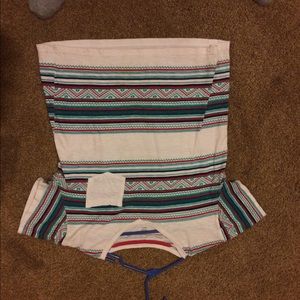 Blue, red, and white Aztec  pattern design shitt(: