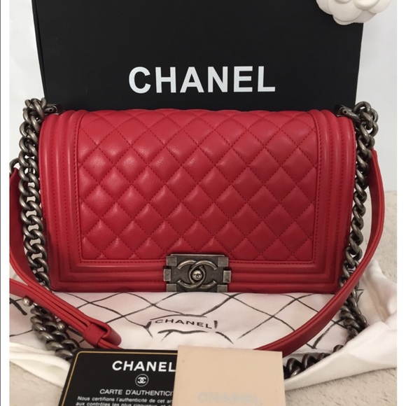 Chanel calfskin medium le boy flap bag in SHW