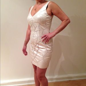 Cache Eggshell Leather Dress