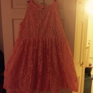 Pink and white lace dress with underdress