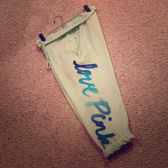 VS Pink mint green cropped sweats - small