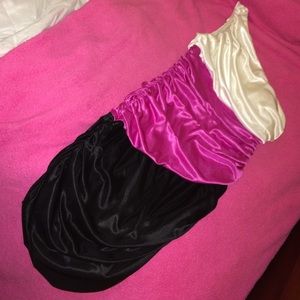 White Black and Hot Pink one-strap dress
