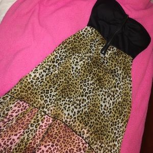 Cheetah Print Hi-Low Strapless Dress